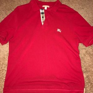 Men’s Red Burberry Cotton Polo Size M